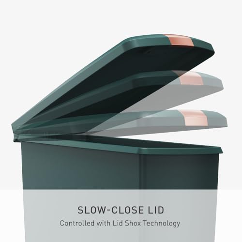 simplehuman Slim Step Can, 40L / 10.6 Gallon Space-Efficient Kitchen Trash Can, Studio Edition, Pet-Proof Slide Lock, 150,000-Step Pedal, Wheels, Hunter Green Plastic - color: Hunter