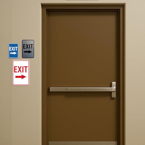 Signs ByLITA Portrait Round Exit Right Arrow Sign with Adhesive Tape, Mounts On Flat Surface (Black/Silver) - Small - color: Black / Silver, size: 4 x 6" - Small (1 Pack)