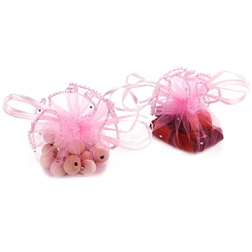 50Pcs 9.8 Inch Round Organza Bags Drawstring, Sheer Tulle Circles Jewelry Candy Pouch Baby Shower Wedding Party Favor Gift Bags (Pink) - color: Pink