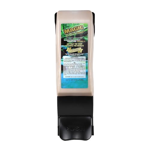 Zenex Magic Hand Soap & Push-Style Dispenser Bundle - 3.55L Industrial Hand Cleaner with Walnut Shell Scrubbers & Wall Mounted Dispenser | Moisturizing | Remove Grease & Grime | Easy Install