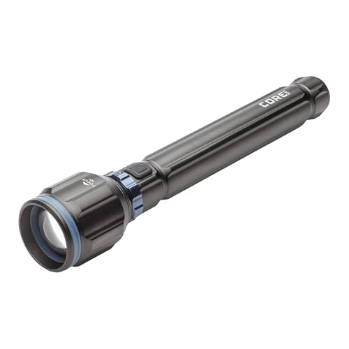 CORE 5000 Lumen Rechargeable Flashlight | LED Flashlight with 4 Modes, Adjustable Focus, Battery Indicator, Waterproof | Ideal for Home, Emergency, Camping, Hiking | USB Cable Included - size: 5000 Lumen