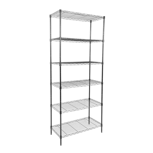 Whitmor 6 Tier Storage Shelves, Heavy Duty with Wheels, 400 lbs Capacity per Shelf, Max 2400 lbs Total, Adjustable Storage Units for Garage, Laundry, Plant, 30" L x 14" W x 70" H, Black - color: Black, size: 6-TIER, 30"L x 14"W x 70"H (With Wheels)
