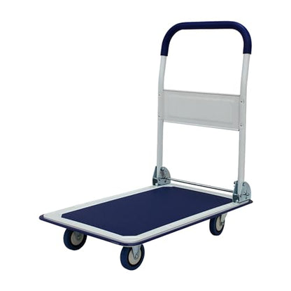 Platform Truck with Folding Handle, Heavy Duty Flatbed Push Cart with Non-Slip Deck, 4 Swivel Casters, Compact Warehouse Dolly for Moving Boxes, Office, Garage & Home Use