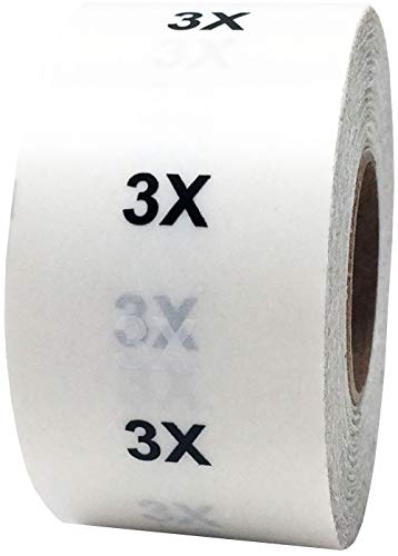 3X Modern Clothing Labels – Clear Size Strip Stickers with Black and White Text, 1.25 x 5 Inch Adhesive Labels, 125 Total Stickers for Retail Apparel, Organization, and Inventory – Made in the USA - color: 3x