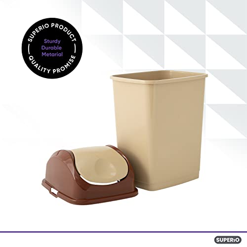 Superio Medium Trash Can with Lid 4.5 Gallon Plastic Swing Top Garbage Can Slim Waste Bin for Under Sink/Cabinet, Laundry Room, Kitchen, Office, Bedroom, Bathroom, College Dorm, 18 Qt, Beige - size: 4.5 Gallon, style: 1 Pack