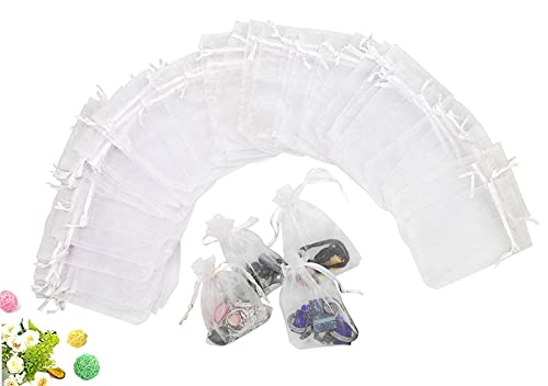 Wudygirl 100 PCS Organza Bags 3.9"x4.7" Gift Bags with Drawstring White - color: White, size: 3.9x4.7 IN