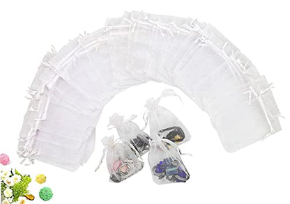 Wudygirl 100 PCS Organza Bags 3.9"x4.7" Gift Bags with Drawstring White - color: White, size: 3.9x4.7 IN