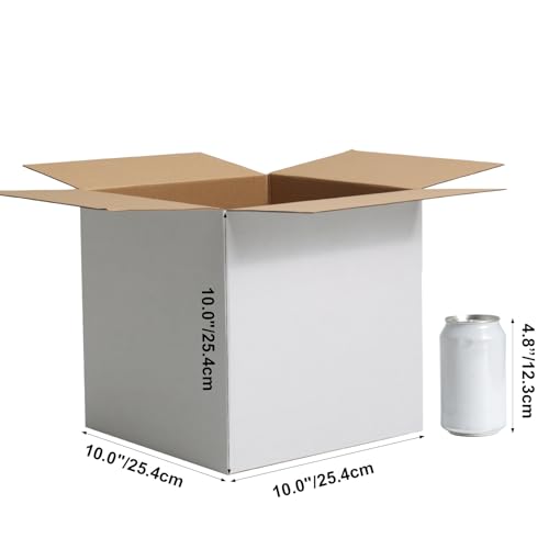 CRUGLA 10x10x10 Shipping Boxes 15 Pack, White Corrugated Cardboard Boxes with Side-Lock and Pre-Applied Double-Sided Tape, Easy Assemble Packing Mailer Boxes for Small Business Shipping - size: 10x10x10 Inch 15 Pack