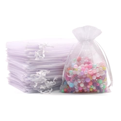 SumDirect White Sheer Organza Bags - 200Pcs 4x6 inches Organza Gift Bags with Drawstring, Jewelry Pouches for Wedding Party Christmas Favor - size: 1 Count (Pack of 200)