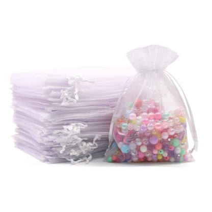 SumDirect 100Pcs 4x6 inches Sheer Organza Bags Jewelry Drawstring Pouches Wedding Party Christmas Favor Gift Bags - size: 100 count