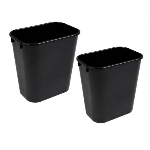 7 Gallon Black Wastebasket Under Desk Plastic Trash Can | 2 PACK - size: 7 Gallon