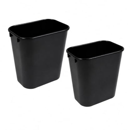 7 Gallon Black Wastebasket Under Desk Plastic Trash Can | 2 PACK - size: 7 Gallon