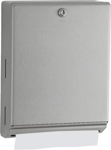 Bobrick B-262 Surface Mounted Paper Towel Dispenser - Stainless Steel Commercial Bathroom Towel Dispenser with Tumbler Lock 400 C-Fold or 525 Multifold Capacity, (Pack of 6) - size: 14" (Pack of 6), style: Tumbler Lock