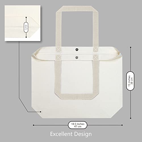 TOPDesign 2-Pack Canvas Tote Bags with Magnetic Snap, Reusable Grocery Shopping Bags, DIY Your Creative Designs - color: Beige