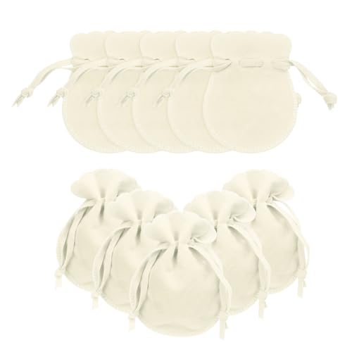 uxcell 20pcs Small Velvet Drawstring Pouches, 2.8"x3.5" Jewelry Bags, Beige - color: Beige, size: 2.8" x 3.5"