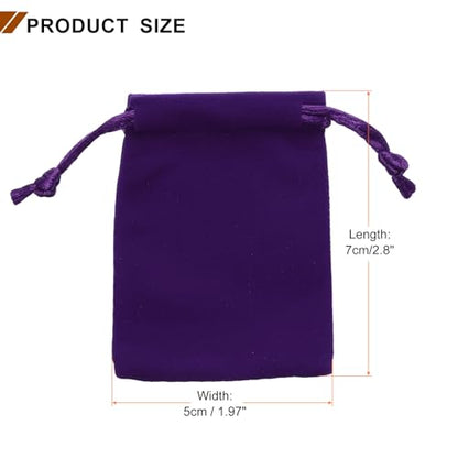 HARFINGTON 20pcs Velvet Gift Bags 2" x 2.8" Drawstring Jewelry Pouches Reusable Gift Packaging Storage Bags with Drawstring for Jewelry Bracelet Headphone Bead Gift Candy, Dark Purple - color: Dark Purple