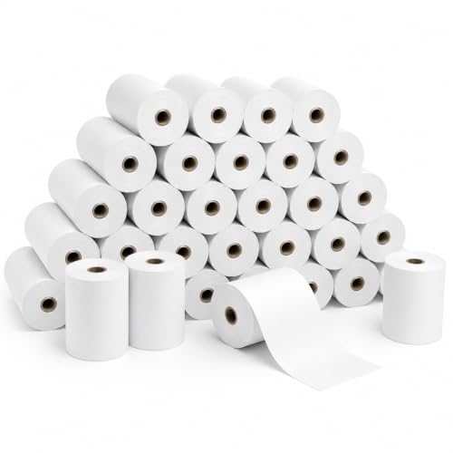 Thermal Paper Rolls, 2 1/4" x 50', 50 Rolls/Case, White Receipt Paper for POS & Credit Card Terminals - size: 2 1/4" x 50'