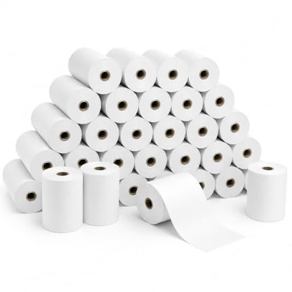 Thermal Paper Rolls, 2 1/4" x 50', 50 Rolls/Case, White Receipt Paper for POS & Credit Card Terminals - size: 2 1/4" x 50'