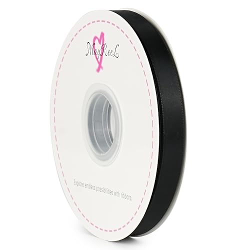 MAYREEL Black Satin Ribbon 1/2 Inch Double Faced 50 Yards Thin - color: Black, size: 1/2 Inch
