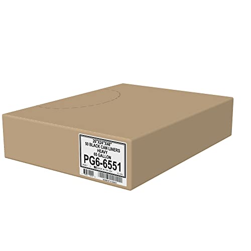 Aluf Plastics 65 Gal Black Heavy Duty Garbage Bags 1.5 Mil - 50"x 48" - Pack of 50 - For Contractor, Outdoor, Construction, & Storage