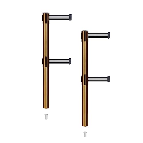 Montour Line MX630DSK Retractable Dual Belt Barrier Stanchion, Set of 2 - color: Black with White Horizontal Stripe, size: 7.5 ft
