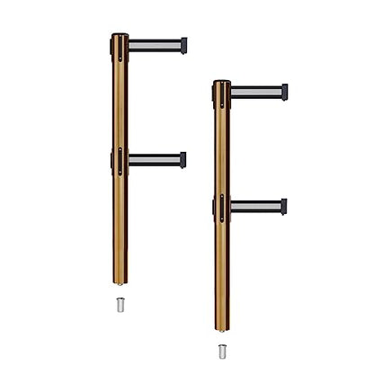 Montour Line MX630DSK Retractable Dual Belt Barrier Stanchion, Set of 2 - color: Black with White Horizontal Stripe, size: 7.5 ft