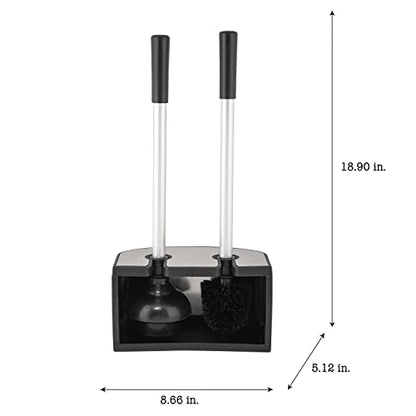 Bath Bliss 2-in-1 Toilet Brush and Plunger Set in Stainless Steel - size: 8.66" x 5.12" x 18.9"