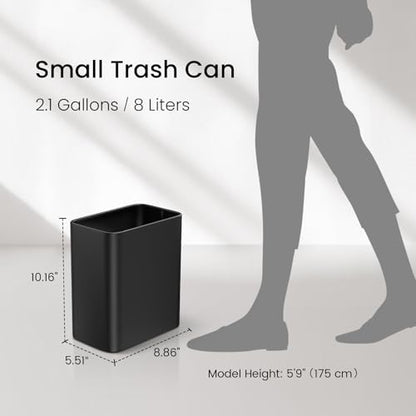 Cesun Small Bathroom Trash Can, 2.1 Gallons, Under Sink Wastebasket, Black - color: Black