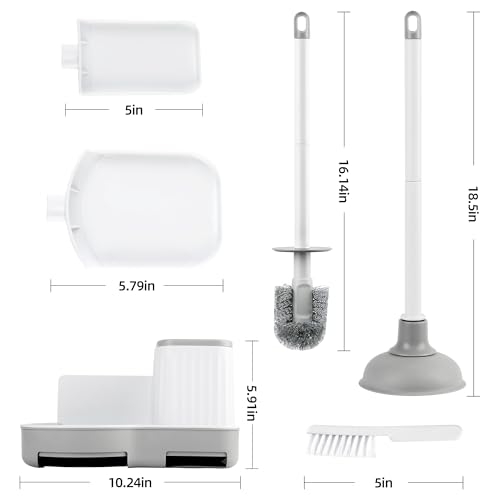 3 in 1 Toilet Brush and Plunger Set, Plunger and Brush Set, White - size: 1 pack