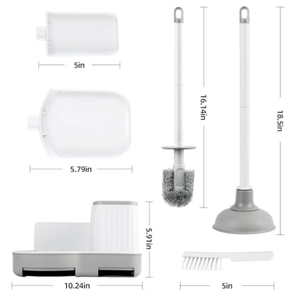 3 in 1 Toilet Brush and Plunger Set, Plunger and Brush Set, White - size: 1 pack