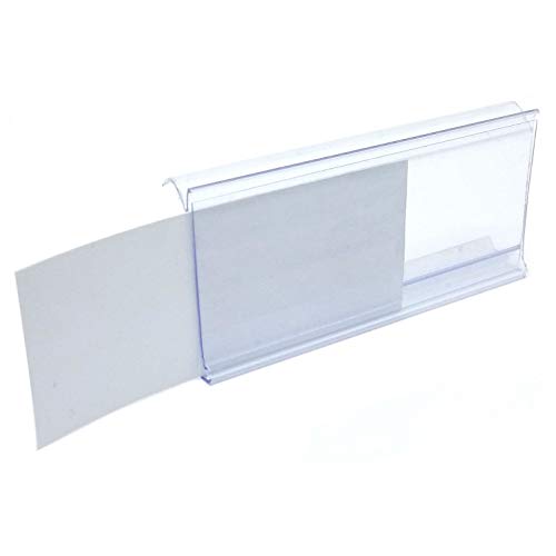 Wire Shelf Label Holder, Metro & Nexel Clear Plastic Clip On Ticket Holder with Sleeve, 3" x 1.25", 50 Pack - size: 50 Pack