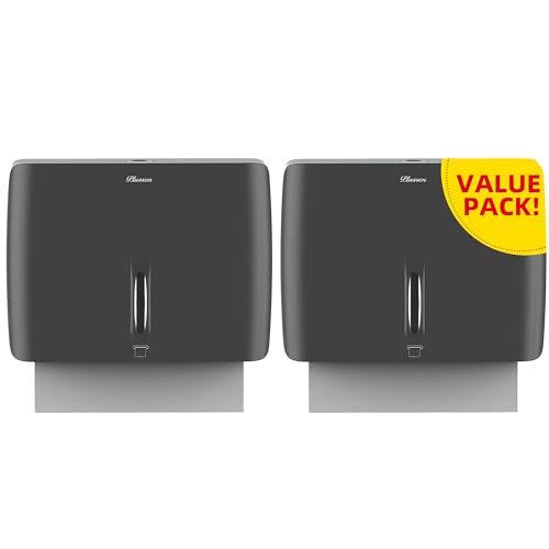 Bathroom Paper Towel Dispenser Pack of 2 Durable ABS Plastic Easy Installation No Drilling Waterproof Dustproof for Home Washroom Kitchen Bedroom - color: Black