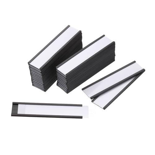 MECCANIXITY Label Holders 1" x 4" C Channel Rubber Magnetic for Metal Shelves Organize, Office File Cabinets Pack of 60 - size: 1" x 4"