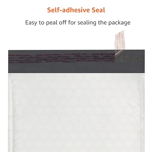 Amazon Basics Poly Bubble Self-Seal Mailers, Water-Resistant, Tear-Resistant, 10.5" x 16", White/Grey, 100-Pack - style: 10.5" x 16"