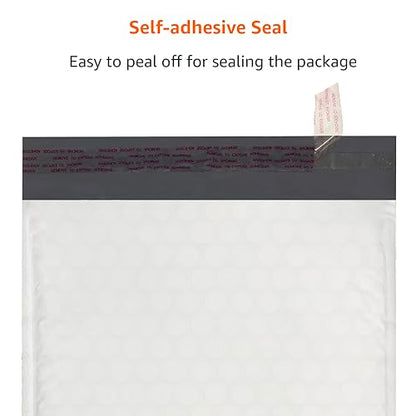 Amazon Basics Poly Bubble Self-Seal Mailers, Water-Resistant, Tear-Resistant, 10.5" x 16", White/Grey, 100-Pack - style: 10.5" x 16"