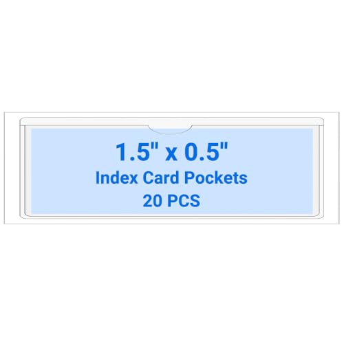 20 PCS Clear Self Adhesive Plastic Label Pockets, Top Loading Business & Library Index Card Holders, Peel and Stick Sleeves for Storage Bins, Totes, Binders and Drawers (1.5 x 0.5 Inch) - size: 1.5" x 0.5", style: Horizontal