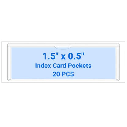20 PCS Clear Self Adhesive Plastic Label Pockets, Top Loading Business & Library Index Card Holders, Peel and Stick Sleeves for Storage Bins, Totes, Binders and Drawers (1.5 x 0.5 Inch) - size: 1.5" x 0.5", style: Horizontal