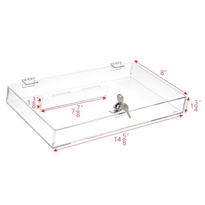 MOOCA Premium Acrylic Lockable Eyewear Display Case, Pocket Knife Display Case, Ideal for Watch Pin Badge, Dual Display Options, Elevated or Flat - color: 2) Regular W/O Velvet Pad