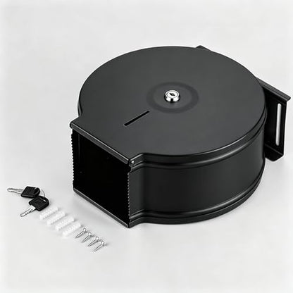 Commercial Jumbo Toilet Paper Dispenser with Shelf, Black Stainless Steel Toilet Paper Holder Wall Mount, 9 Inch Bathroom Tissue Roll Dispenser with Lock Key - color: Black With Shelf