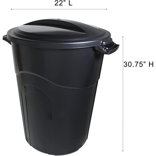 32 Gallon Trash can, Outdoor Garbage can with Handles & Click Lock Lid, Indoor or Outdoor Durable