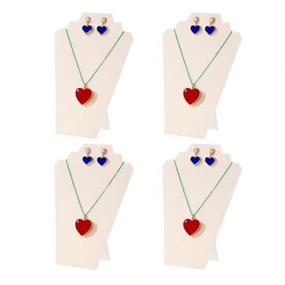 4Pcs/Set Beige Necklace Display Stand for Selling, Earring Necklace Jewelry Set Easel Display Rack,Covered Soft Velvet with Cardboard Easel Necklace Display - color: Beige Velvet, size: 4pcs design 2