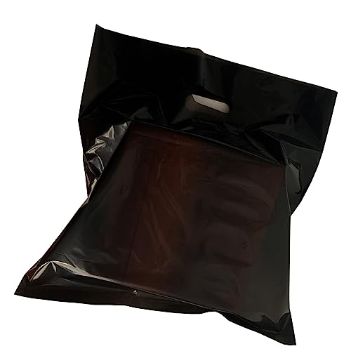 Krodtige 50 Pack 26" x 26" x3 Mil Thick Extra Large Black Plastic Merchandise Bags with Die-Cut Handles - size: 26x26 Inches