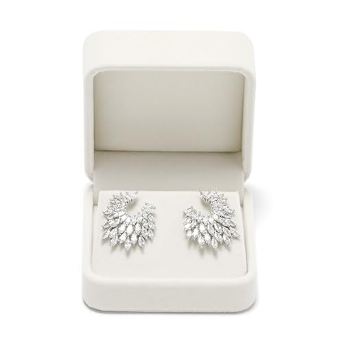 Beige Velvet Hinged Earring Gift Box - color: Beige