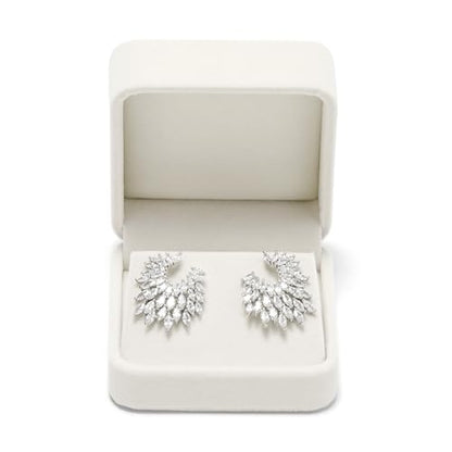 Beige Velvet Hinged Earring Gift Box - color: Beige