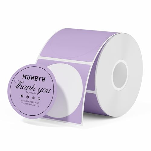 MUNBYN 2 Inch Purple Circle Thermal Labels for Business, 750 Sheets/1 Roll - color: Purple, size: 2inch