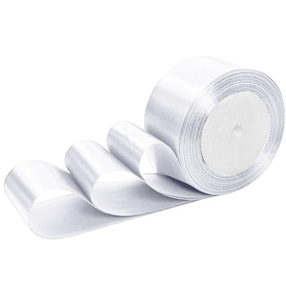 Luomorgo 2 Inch Satin Ribbon, White, 25 Yards - color: White, size: 2 inch x 25 yards