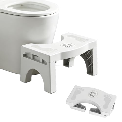 7 Inches Foldable Toilet Stool with Anti-Slip Feet, Squatting Posture Aid for Healthy Pooping, Portable Travel Bathroom Foot Support, Easy Storage Assistance Step for Adults