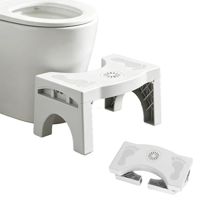 7 Inches Foldable Toilet Stool with Anti-Slip Feet, Squatting Posture Aid for Healthy Pooping, Portable Travel Bathroom Foot Support, Easy Storage Assistance Step for Adults