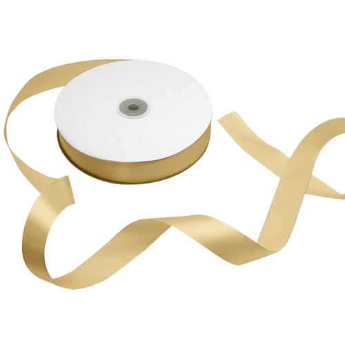 Gold Satin Ribbon 1 Inch 100 Yards, for Wedding Gift Wrapping - color: Gold