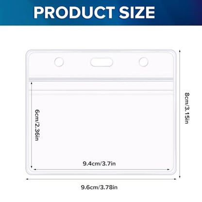 50 Pack Horizontal Badge Holders, Clear Waterproof ID Card Sleeves - size: 50 Pack Horizontal Badge Holder